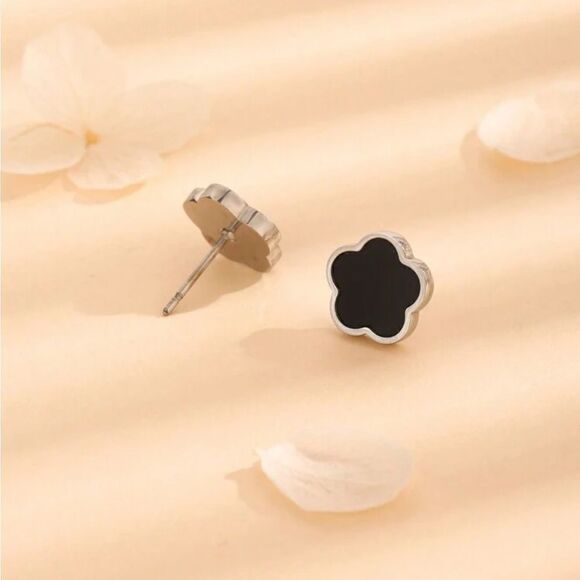 Five Petals Flower Minimalist Stainless Steel Earring - Picture 2 of 7